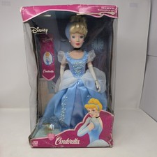 2002 Disney Princess Cinderella Porcelain Keepsake Doll 16" Brass Key NIB Read