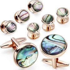 HAWSON Cufflinks and Tuxedo Studs Set for Men with Gift Box, Mother-of-Pearl...