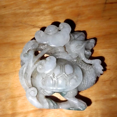 amulette jade hetian anciens chine naturelle Pendentif Amulettes motif Dragon - Photo 1/4