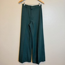 Vintage 70s Happy Legs Forest Green Wide Leg Trousers High Waist Bell Bottoms