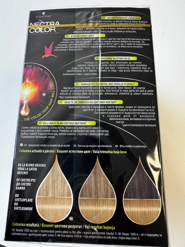 3er-Pack Schwarzkopf Nectra Color 1020 Light Pearl Blonde / Helles Perlblond (R - Bild 3 von 4