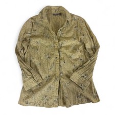 apt 9. embroidered floral button up blouse with 3/4 sleeves