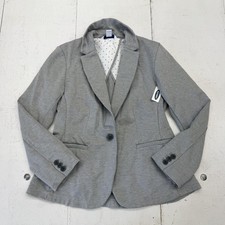 Old Navy Blazer Womens S Gray One Button Notch Lapel Knit Lined Stretch Jacket