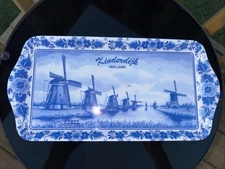 Kinderdijk Delft Blue Tray Melamine 12 Inch Holland