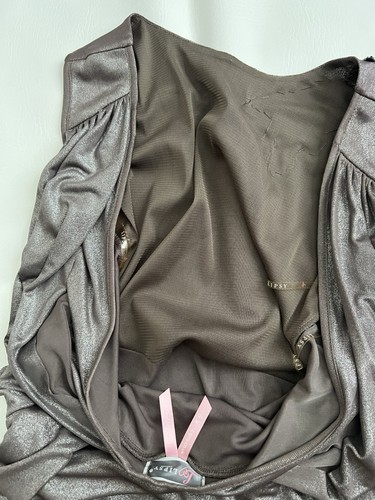 Y2K Lipsy Vintage Retro Cocktail Dress Size 6 Metallic Draped Coquette Party - Picture 3 of 9