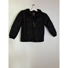 Swiss Tech Boys Black Hooded Puffer Jacket Fleece Lined Size S 6-7