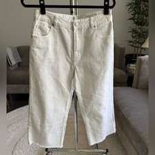 Cotton On Mid Wide Crop White Denim Jean Pants Size 8
