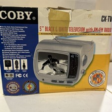 COBY CX-TV6 NOS 5" B W TV W/ AM/FM Radio OPEN BOX TESTED