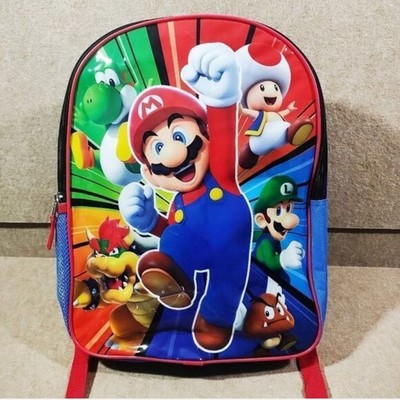 Nintendo Super Mario Backpack Blue Red Medium Adjustable Strap Kids School