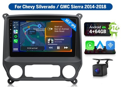 10.1'' Android 14 4+64 Car Stereo Head Unit CarPlay for 2014-2018 Chevy Silverado