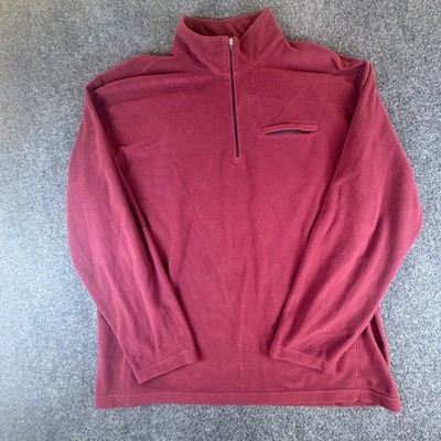 L.L. Bean Sweatshirt Men 2XL Tall Burgundy Fleece Mock Neck Quarter Zip Pullover
