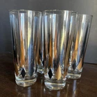 4 Vtg MCM Anchor Hocking Black/Gold ATOMIC ARROW/Golden Peaks TALL Collins Glass
