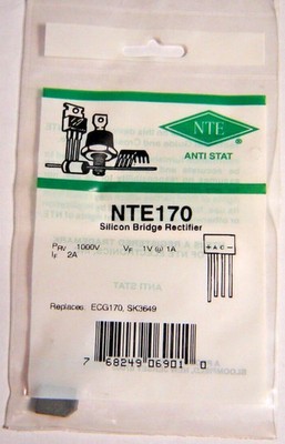 NTE170 Silicon Bridge Rectifier, 1000V 2 A Single Phase Full Wave