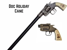 Doc Holiday Revolver Gun Handle Cane Gentleman's Walking Stick Pistol Shaped New