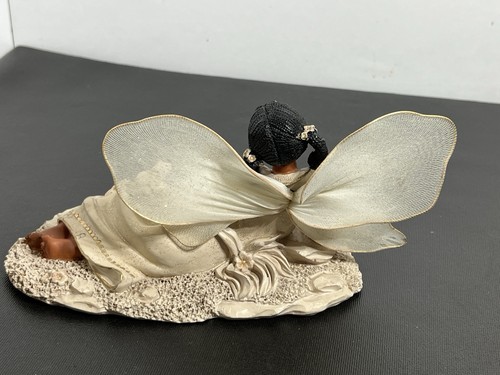 8” Girl Fairy Figurine With Flowers Frog Glitter African American - Picture 7 of 11