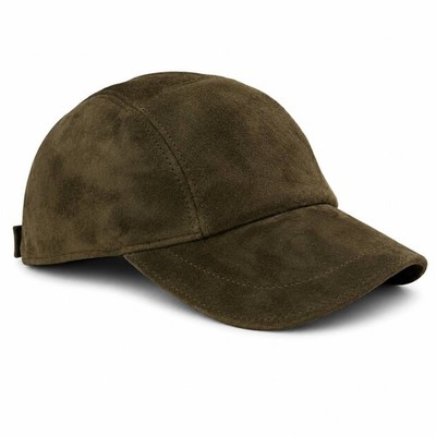 Genuine Suede Leather Baseball Cap Adjustable Unisex Casual Vintage Green Hat