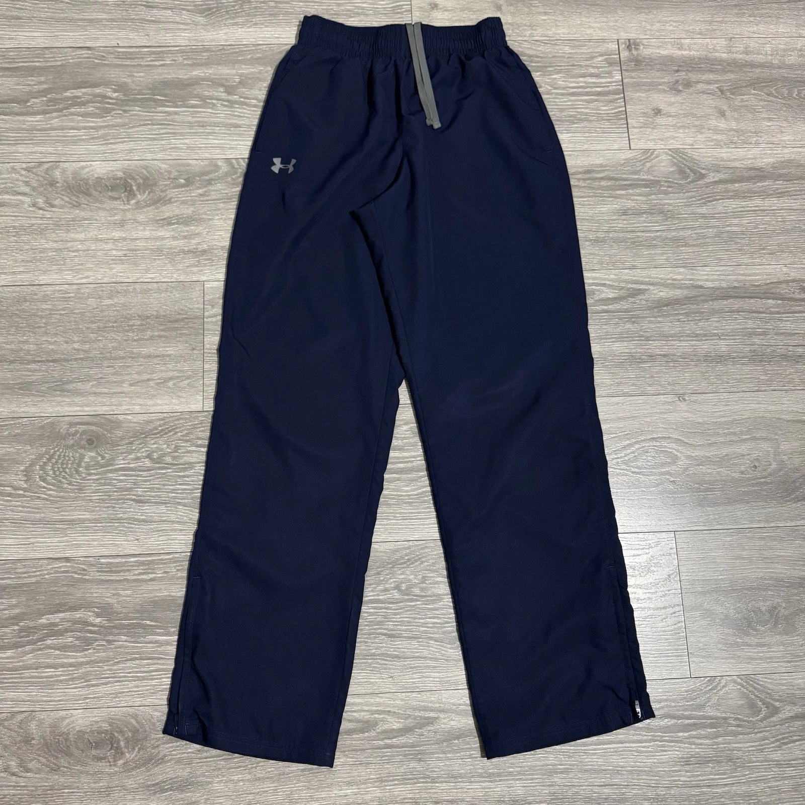 Under Armour Men HeatGear Loose Fit Vintage Blue Zip Ankle Lined Rain Pants S