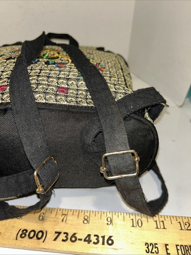 Embroidered Mexican Vibe Unisex Small Backpack Or Purse With Front Pocket - Picture 5 of 9