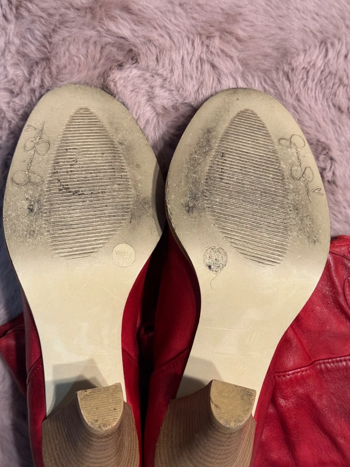 Jessica Simpson Leather Red Cowgirl slouch scrunch Boots size 5.5 - Image 4 of 4