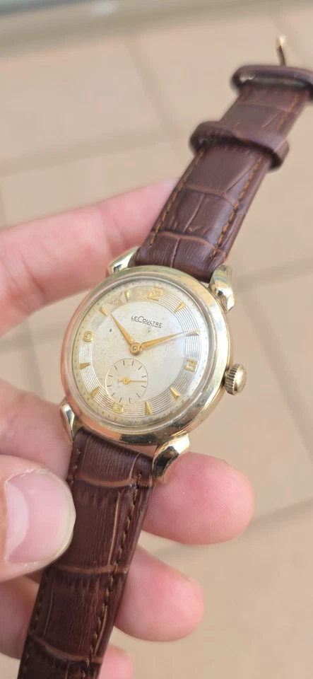Reloj Manual Vintage Años 50 LeCOULTRE Cal 480/CW Para Hombre 34mm Elegante Cuerno de Toro Asas Foto 3 de 4
