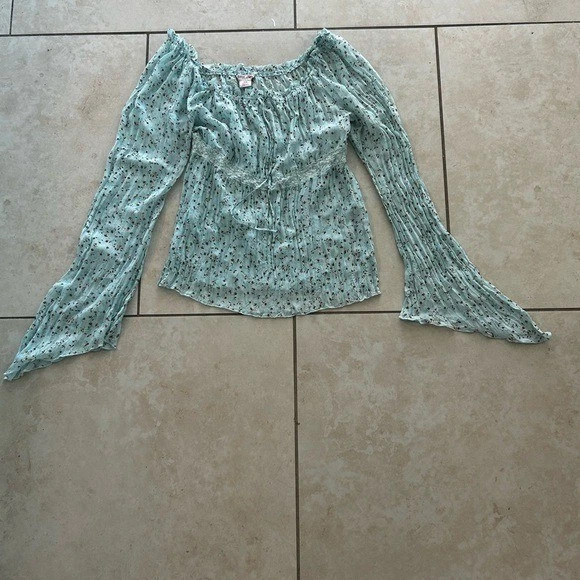 Blusa Vintage Anos 90 Guess Baby Doll Renda Transparente Manga de Sino Top Fada Média - Imagem 3 de 4