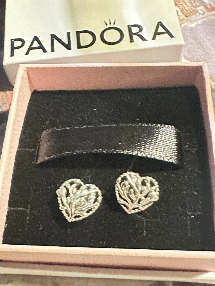 Original Pandora Silber Blühende Herzen Baum der Liebe Ohrstecker - Bild 2 von 4