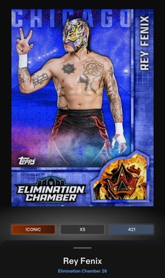 Rey Fenix - Blue Mojo Relic Iconic Topps Slam WWE Elimination Chamber 26