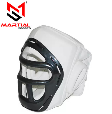 Martial Sports White Caged Head Gear for Boxing/Karate/Taekwondo Free Shipping