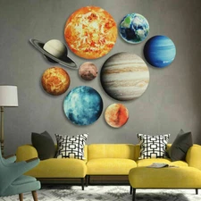 Glow In The Dark SOLAR SYSTEM Wall Stickers 9#Planets Mars Decal Kids Room Decor