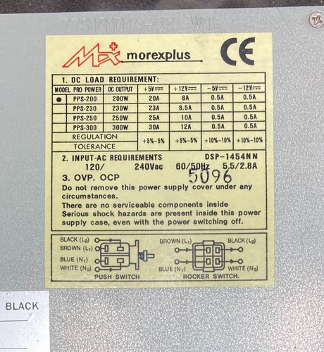Fuente de alimentación MX Moreplus PPS-200 200W AT - 3 x IDE, 2 x Berg, 1 x conectores de ventilador - Imagen 2 de 4