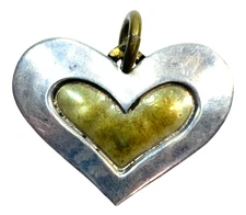 Jeep Collins Hammered Sterling Silver and Brass Heart Pendant/Charm Signed
