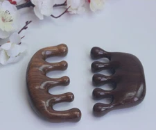 2× Head Scalp Massage Comb Green Sandal Wood Massage Comb for Scraping Massage