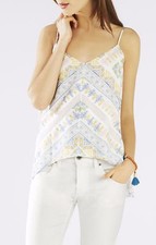 NEW BCBG MAXAZRIA LARKSPUR BLUEMULTI CORA TULLE BLOCKED CAMI KBE1U271/S517A SZ L