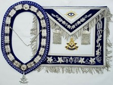 Premium Masonic Past Master Apron 100 Lambskin with Chain Collar  Free Jewel