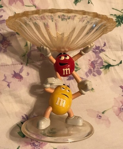 m&m red and yellow candy dish 11 inches tall