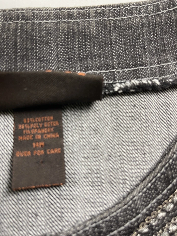 Chaqueta vaquera Ashley Stewart Y2K para mujer talla 14W negra denim con estrás Foto 4 de 4