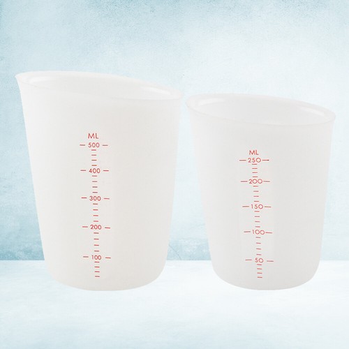 2 Pcs Double-scale Silicone Measuring Cup Liquid Container With Graduations