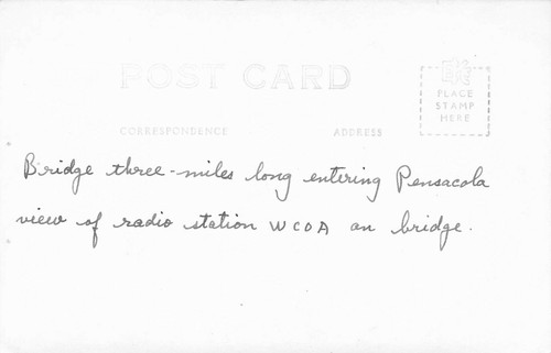 PUENTE A TRAVÉS DE LA BAHÍA, PENSACOLA, FLORIDA, RPPC, POSTAL VINTAGE - Imagen 2 de 2
