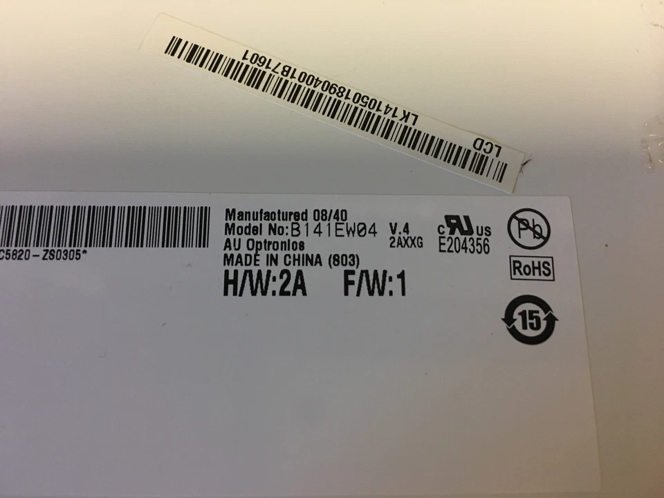 AU Optronics 14.1" Glossy Screen B141EW04 V.4 - Tested - Image 2 of 3