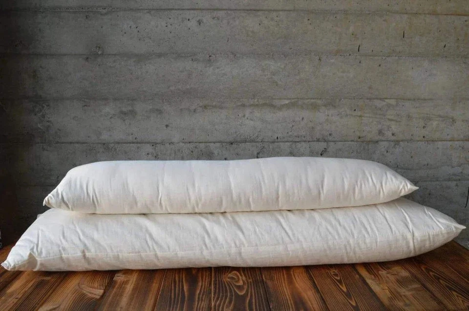 Holy Lamb Organics Body Pillow Natural Wool-Filled New Full Size With Case - Image 2 of 4