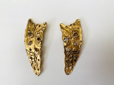Boucles D'oreilles Vintage NINA RICCI Paris - Style Brutaliste Oversize Des Années 90