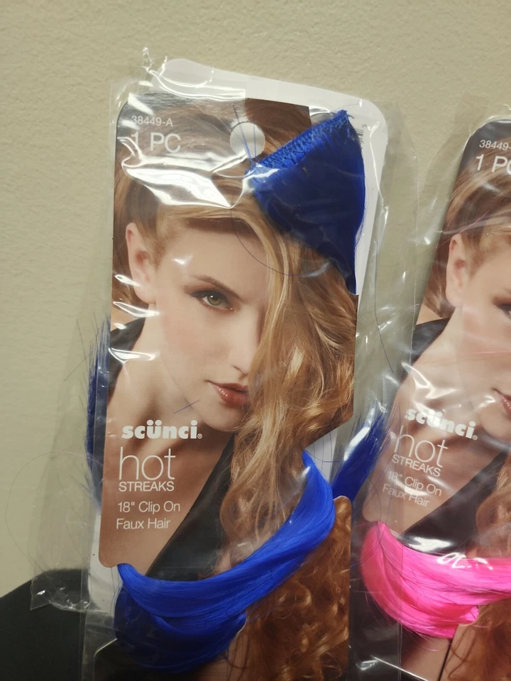 Lote de 8 Scunci Hot Streaks Clip en cabello sintético 18" 4 colores diferentes 2 de cada uno Foto 4 de 4