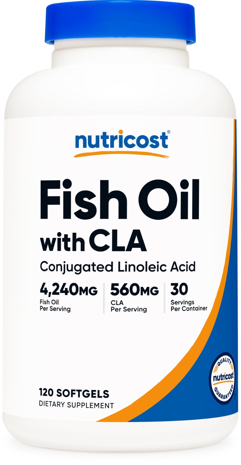 Рыбий жир Nutricost с CLA (120 капсул) - Без ГМО и глютена, 30 порций