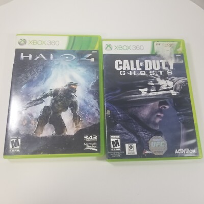 Halo 4 & Call of Duty Ghosts XBOX 360 (2012) Shooter Tested Working LOT OF 2