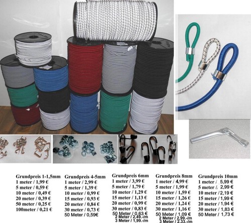 Expanderseil 8mm Spannseil Gummiseil Planenseil Seil In Schwarz (Meterware