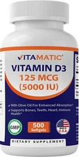 Vitamin D3 5000 IU 500 Softgels | Value Size | Max Potency Bone, Immune  Health