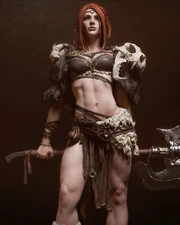 Barbarian Queen Fan Art Resin Statue Pro Painted 1/4 Scale - Designed by CA3D