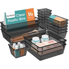 16 Pcs Drawer Organizer Set 5 Varied Size Bathroom And Kitchen Drawer Cabinet Or