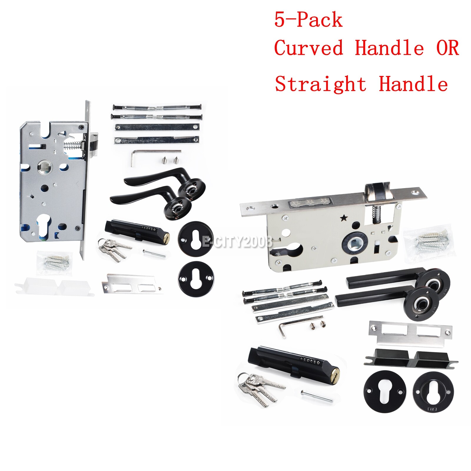 Interior Privacy Door Lever -Bedroom Bathroom Square Privacy Door Handles-5 Pack-image