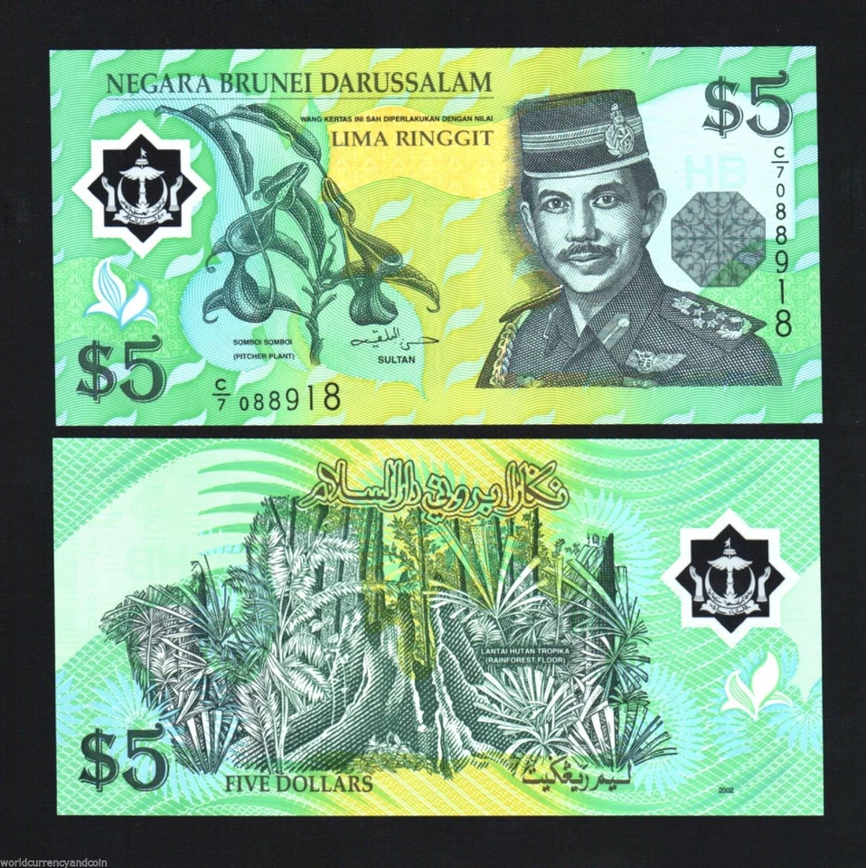 BRUNEI 5 RINGGIT P-23 2002 x 50 Pcs Lot BUNDLE POLYMER UNC MONEY SULTAN NOTE - Image 2 of 2